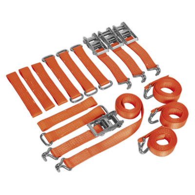 Sealey TDRWKIT Car Transporter Ratchet Tie Down Alloy/Steel Wheel Kit 4pc 50mm x 3m 4500kg Breaking Strength - TDRWKIT - Sealey Tools UK - Trade Counter Direct