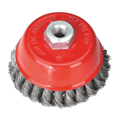 Sealey TKCB100 100mm Twist Knot Wire Cup Brush M14 x 2mm - TKCB100 - Sealey Tools UK - Trade Counter Direct