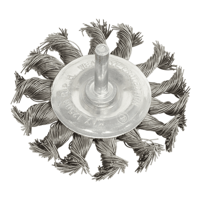 Sealey TKFBS75 75mm Twist Knot Flat Wire Wheel with 6mm Shaft - TKFBS75 - Sealey Tools UK - Trade Counter Direct