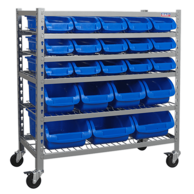Sealey TPS22 Mobile Bin Storage System with 22 Bins - TPS22 - Sealey Tools UK - Trade Counter Direct