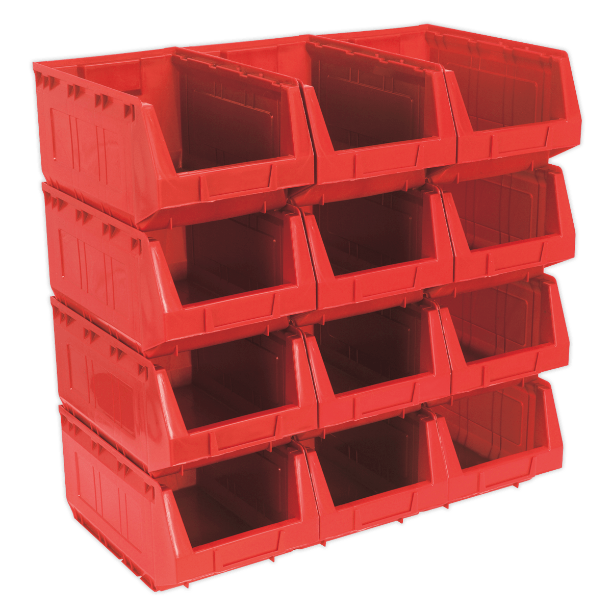Sealey TPS412R Plastic Storage Bin 210 x 355 x 165mm, Red - Pack of 12 - TPS412R - Sealey Tools UK - Trade Counter Direct