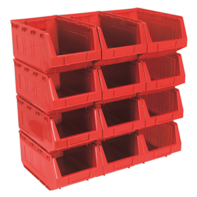 Sealey TPS412R Plastic Storage Bin 210 x 355 x 165mm, Red - Pack of 12 - TPS412R - Sealey Tools UK - Trade Counter Direct