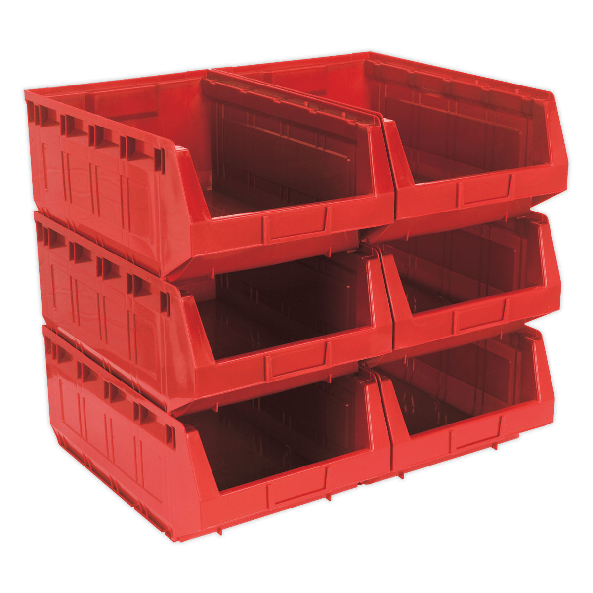 Sealey TPS56R Plastic Storage Bin 310 x 500 x 190mm, Red - Pack of 6 - TPS56R - Sealey Tools UK - Trade Counter Direct