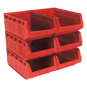 Sealey TPS56R Plastic Storage Bin 310 x 500 x 190mm, Red - Pack of 6 - TPS56R - Sealey Tools UK - Trade Counter Direct