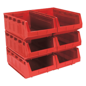 Sealey TPS56R Plastic Storage Bin 310 x 500 x 190mm, Red - Pack of 6 - TPS56R - Sealey Tools UK - Trade Counter Direct
