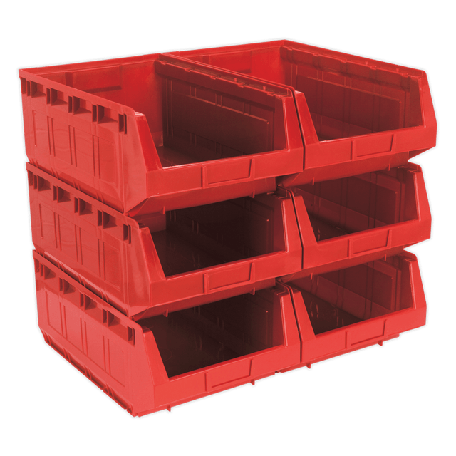 Sealey TPS56R Plastic Storage Bin 310 x 500 x 190mm, Red - Pack of 6 - TPS56R - Sealey Tools UK - Trade Counter Direct