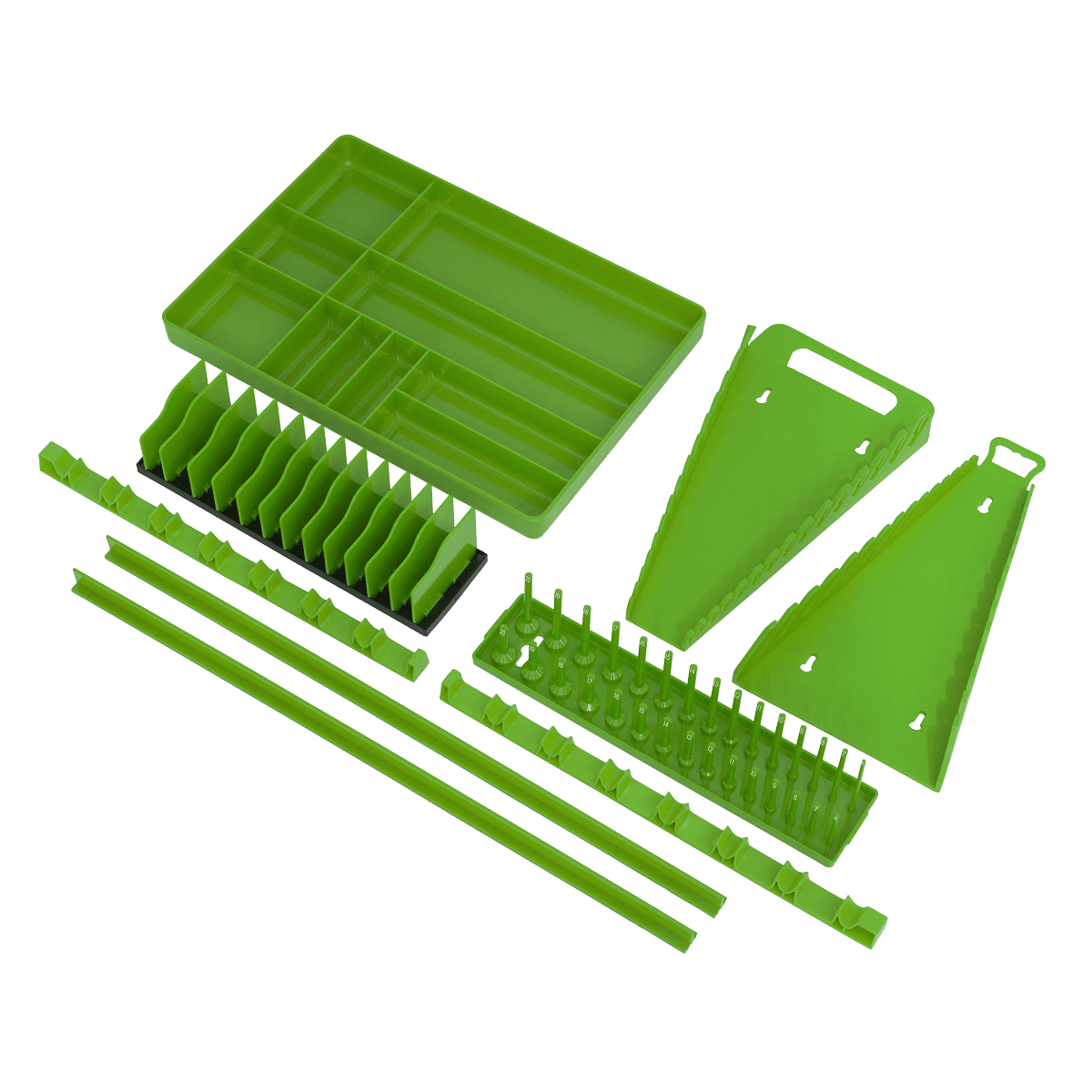 Sealey TSK01HV Tool Storage Organizer Set 9pc - Hi - Vis Green - TSK01HV - Sealey Tools UK - Trade Counter Direct