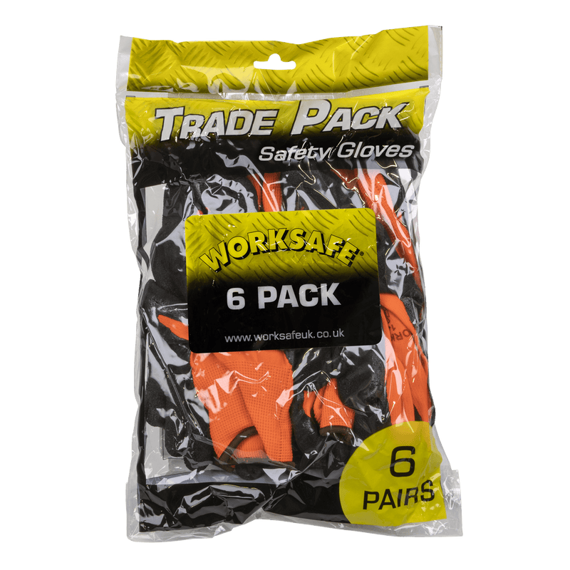 Sealey TSP140L/6 Worksafe® Foam Latex Grippa Gloves, Large - Pack of 6 Pairs - TSP140L/6 - Sealey Tools UK - Trade Counter Direct