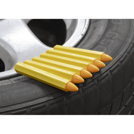 Sealey TST14 Yellow Tyre Marking Crayon - Pack of 6 - TST14 - Sealey Tools UK - Trade Counter Direct