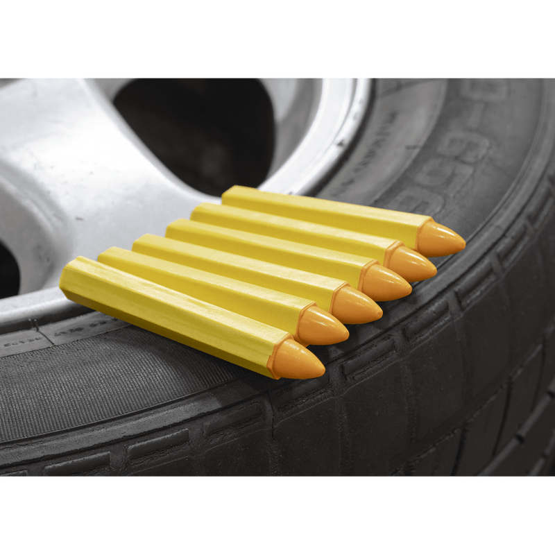 Sealey TST14 Yellow Tyre Marking Crayon - Pack of 6 - TST14 - Sealey Tools UK - Trade Counter Direct