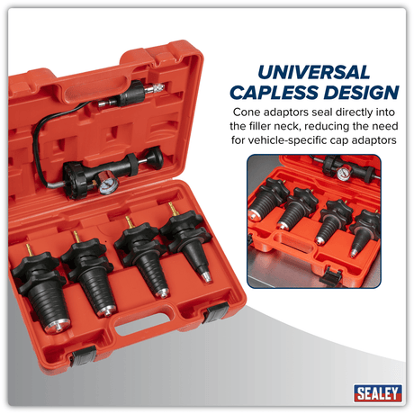 Sealey VS0033 Cooling System Pressure Test Kit 5pc - VS0033 - Sealey Tools UK - Trade Counter Direct