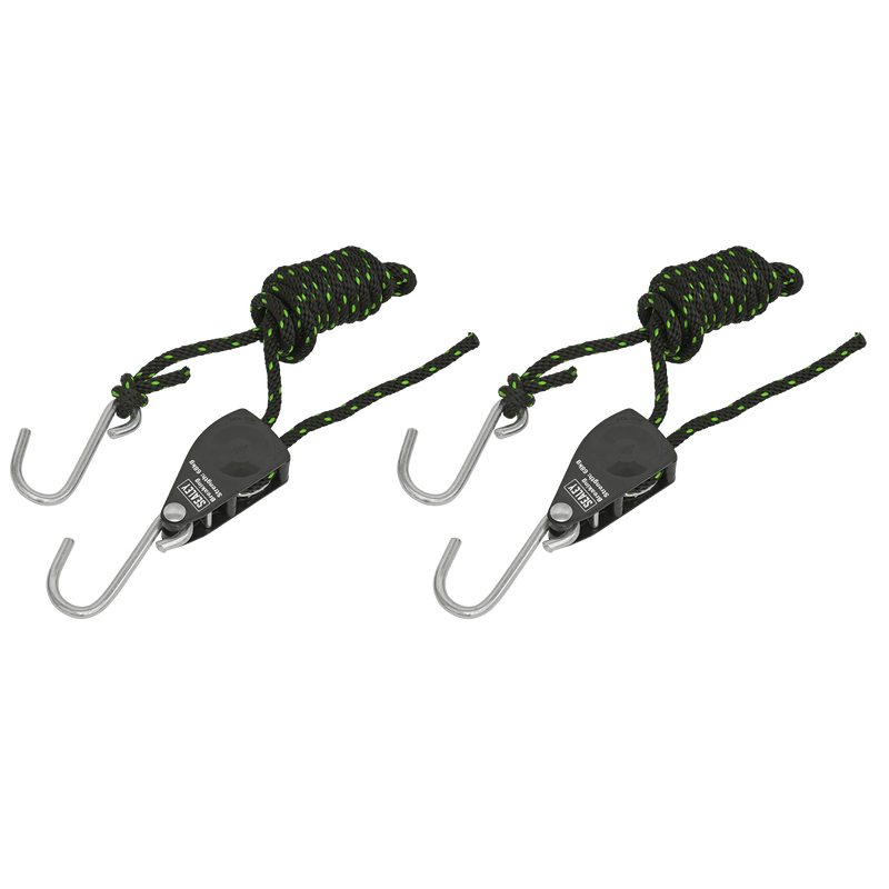Sealey VS0114 Ratchet Parts Hanger/Tie Down with S-Shaped Hooks 2m - Pack of 2 - VS0114 - Sealey Tools UK - Trade Counter Direct