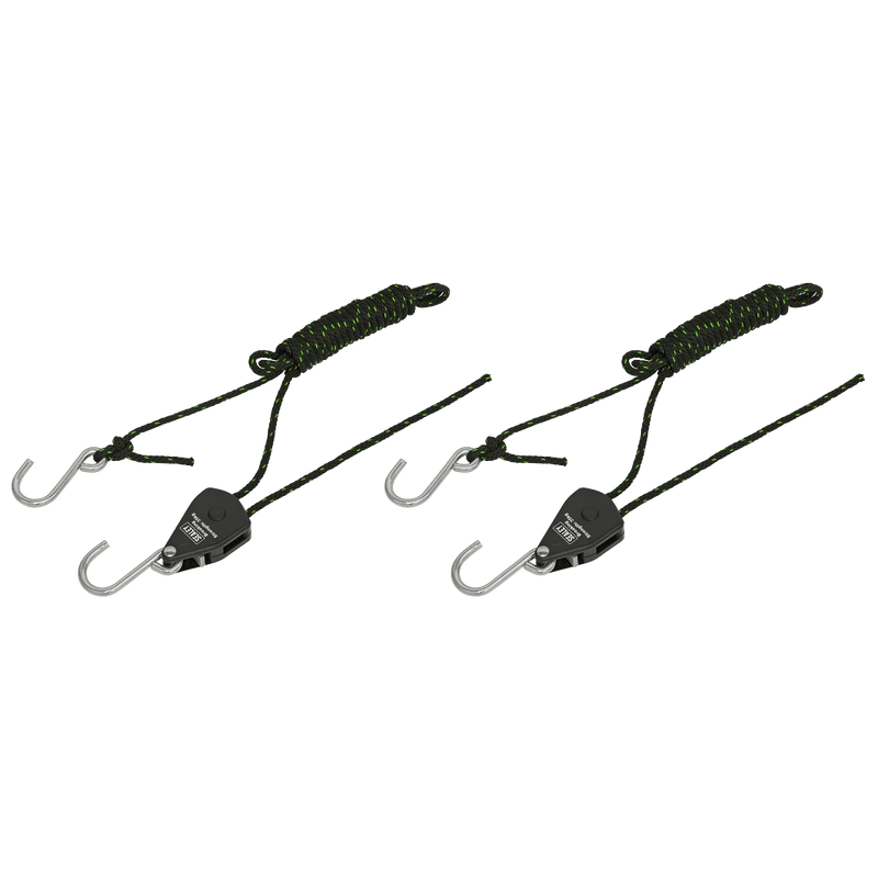 Sealey VS0118 Ratchet Parts Hanger/Tie Down with S-Shaped Hooks 2m - Pack of 2 - VS0118 - Sealey Tools UK - Trade Counter Direct