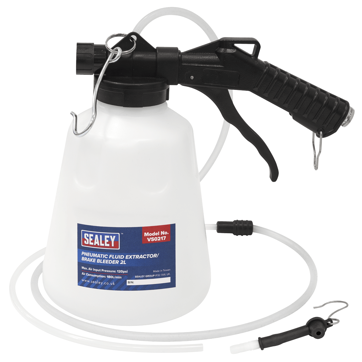 Sealey VS0217 Pneumatic Fluid Extractor/Brake Bleeder 2L - VS0217 - Sealey Tools UK - Trade Counter Direct