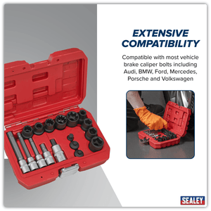 Sealey VS0465 Brake Caliper Socket Set 17pc - VS0465 - Sealey Tools UK - Trade Counter Direct