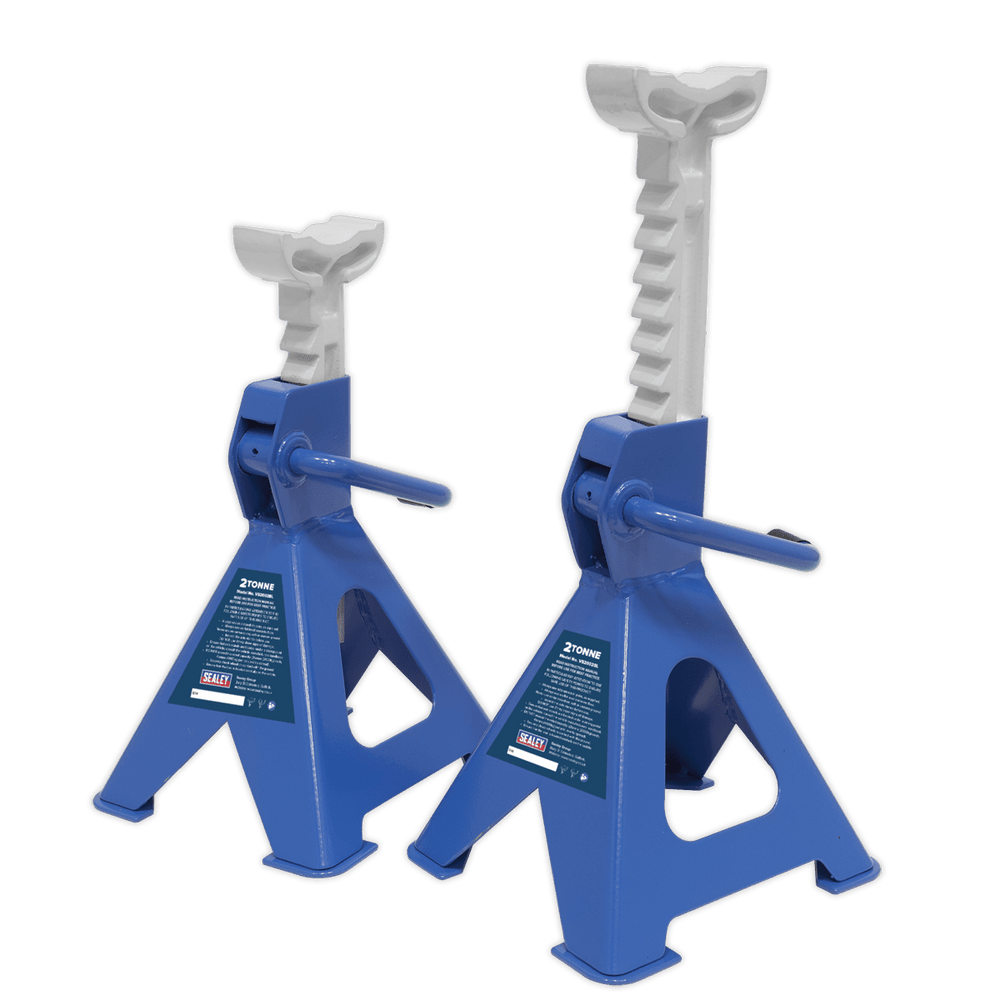 Sealey VS2002BL Axle Stands (Pair) 2tonne Capacity per Stand Ratchet Type - Blue - VS2002BL - Sealey Tools UK - Trade Counter Direct