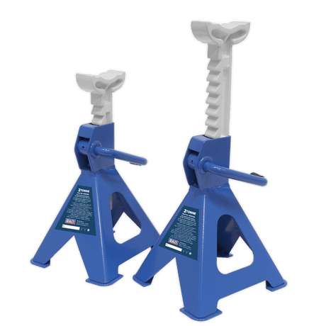 Sealey VS2002BL Axle Stands (Pair) 2tonne Capacity per Stand Ratchet Type - Blue - VS2002BL - Sealey Tools UK - Trade Counter Direct