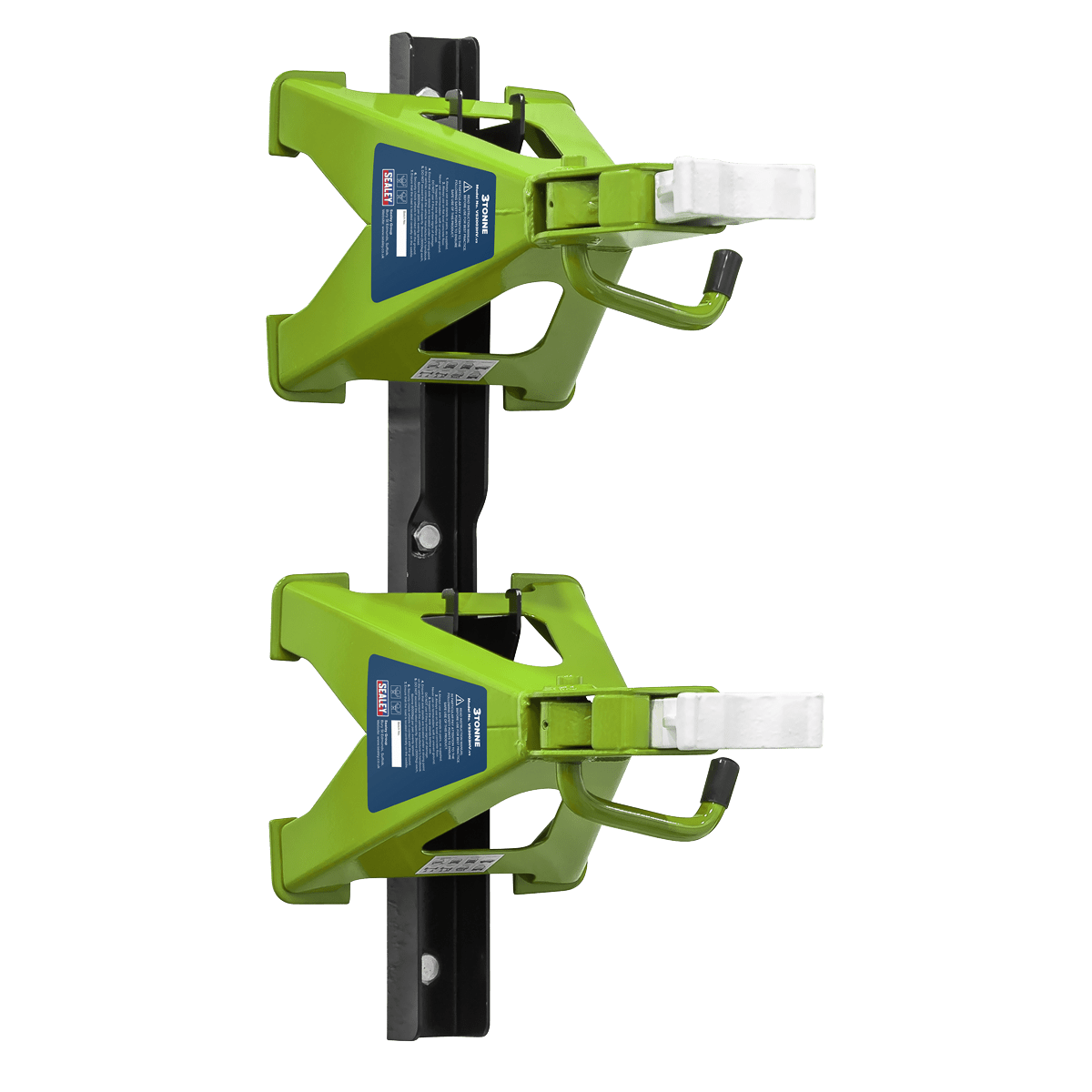 Sealey VS2003HVCOMBO Axle Stand & Axle Stand Storage Rack Combo 3 Tonne - Hi - Vis Green - VS2003HVCOMBO - Sealey Tools UK - Trade Counter Direct