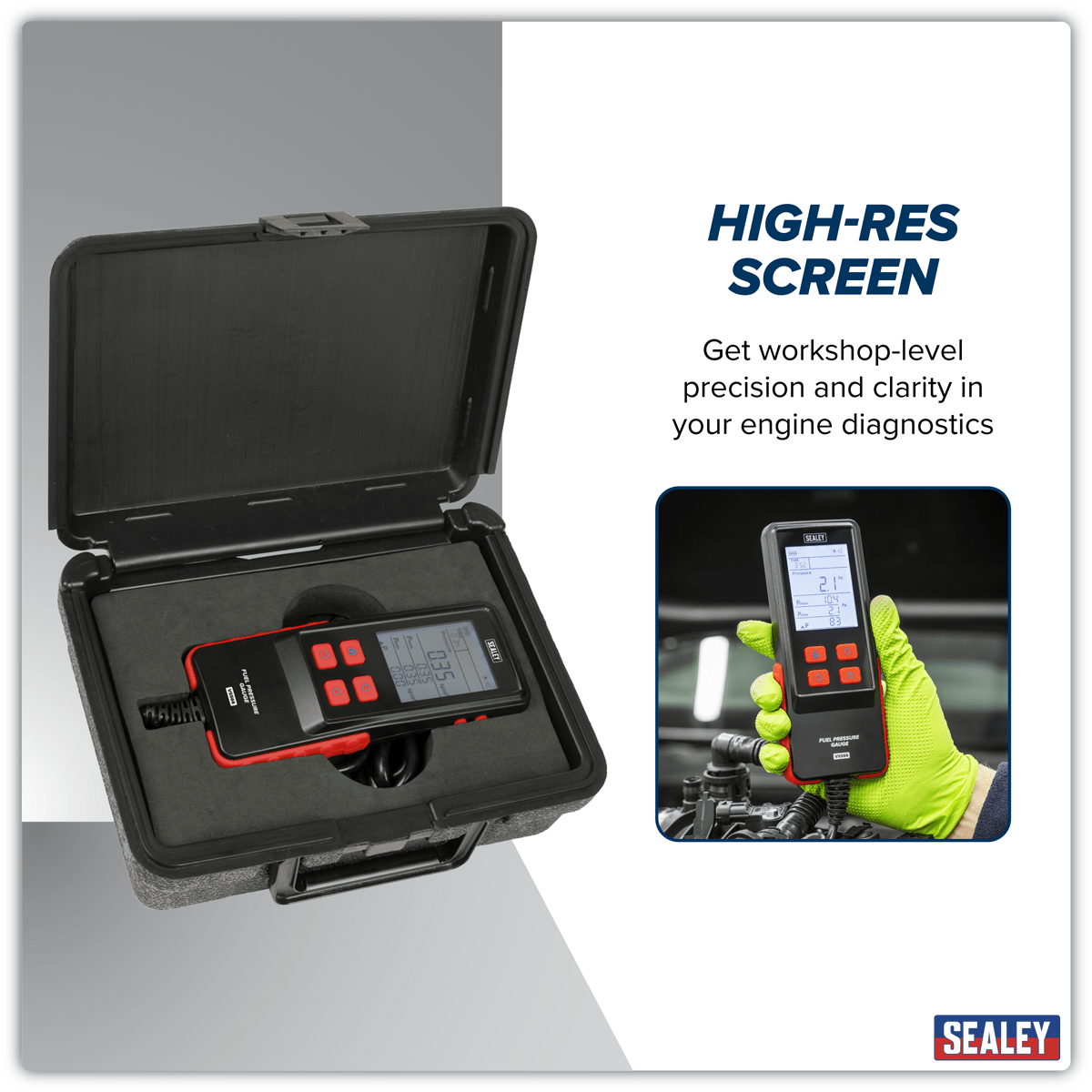 Sealey VS566 Digital Fuel Injection Pressure Test Kit for GDI Fuel Circuits 6pc - VS566 - Sealey Tools UK - Trade Counter Direct