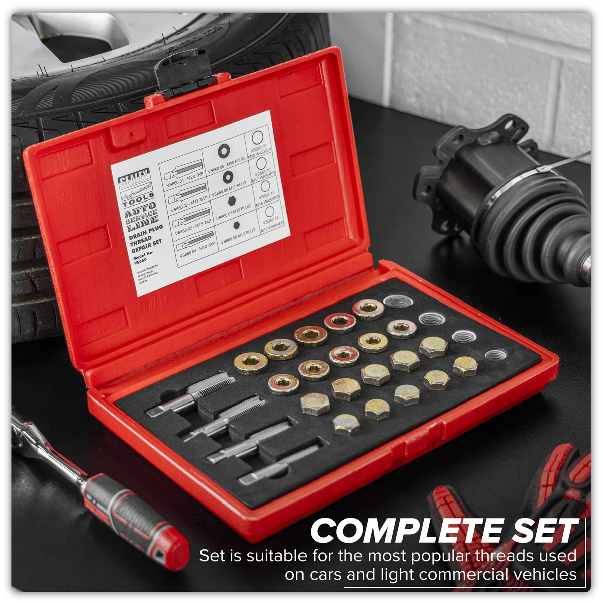 Sealey VS660 Drain Plug Thread Repair Set - VS660 - Sealey Tools UK - Trade Counter Direct