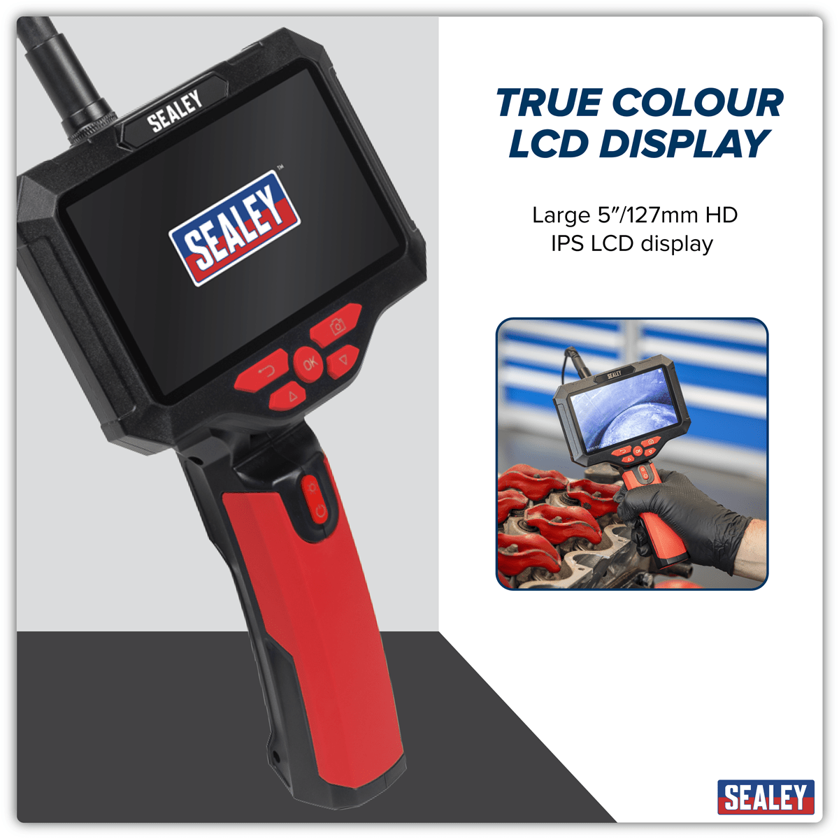 Sealey VS8118 Video Borescope 5.5mm Camera Dual Lens & 5" Screen - VS8118 - Sealey Tools UK - Trade Counter Direct