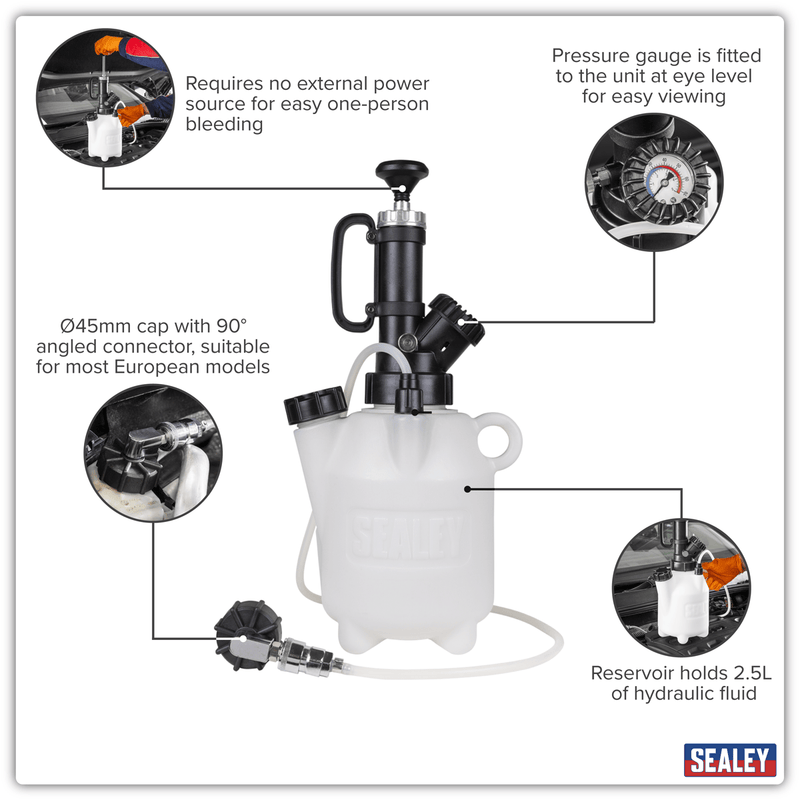 Sealey VS820 Brake & Clutch Bleeding System 2.5L - VS820 - Sealey Tools UK - Trade Counter Direct