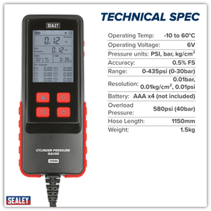 Sealey VS956 Digital Compression Test Kit 10pc - VS956 - Sealey Tools UK - Trade Counter Direct