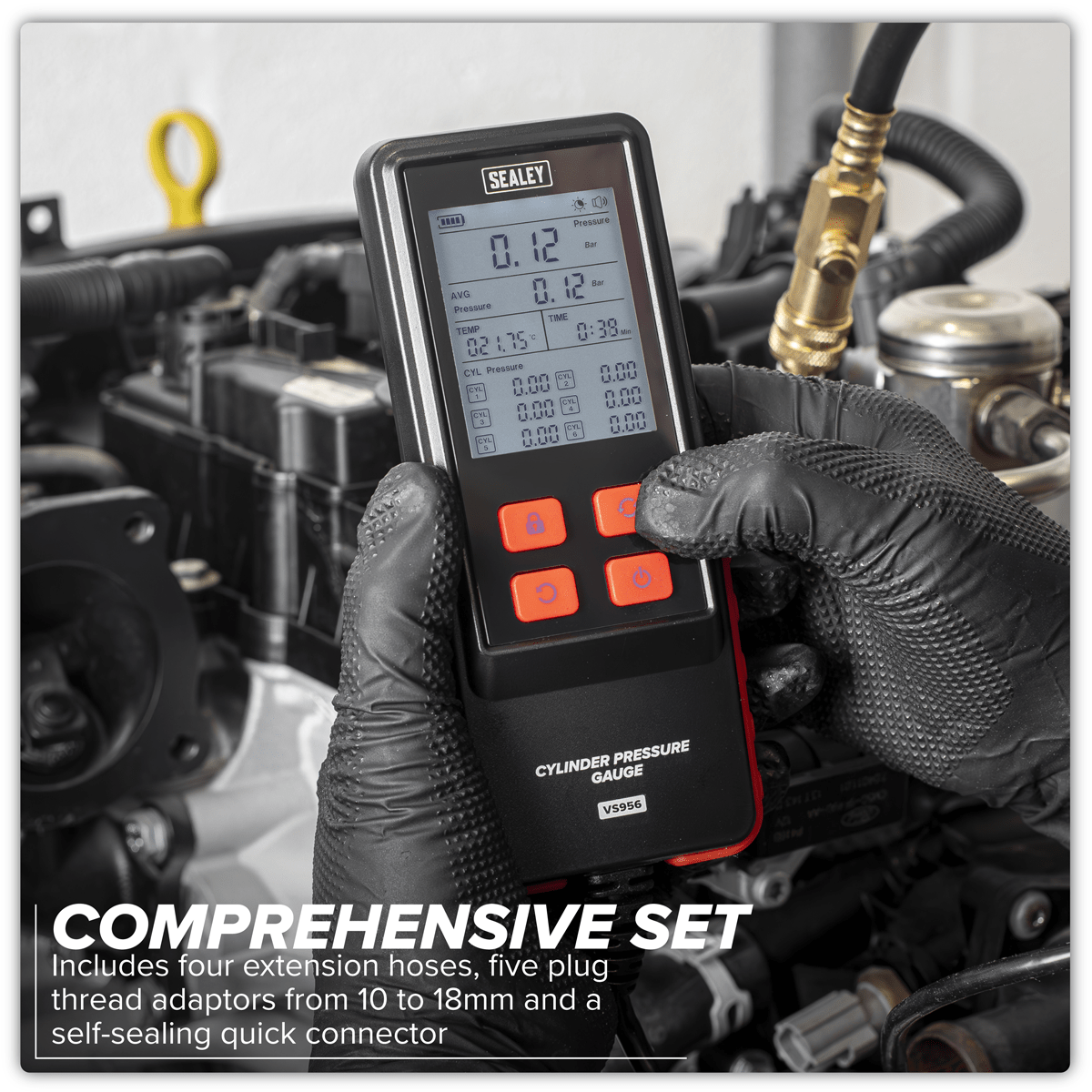 Sealey VS956 Digital Compression Test Kit 10pc - VS956 - Sealey Tools UK - Trade Counter Direct