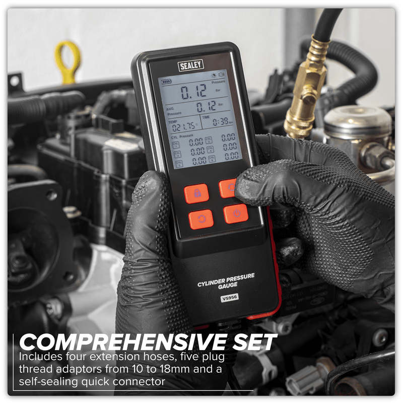 Sealey VS956 Digital Compression Test Kit 10pc - VS956 - Sealey Tools UK - Trade Counter Direct
