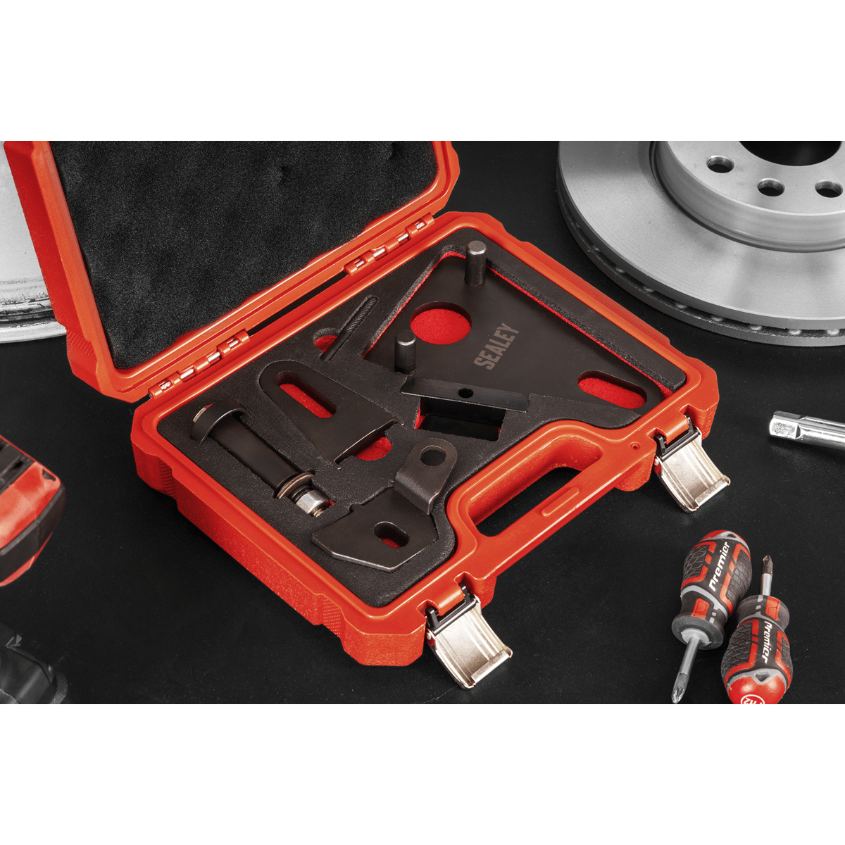 Sealey VSE5032 Front Pulley & Flywheel Locking Tool Set - Chain Drive - VSE5032 - Sealey Tools UK - Trade Counter Direct