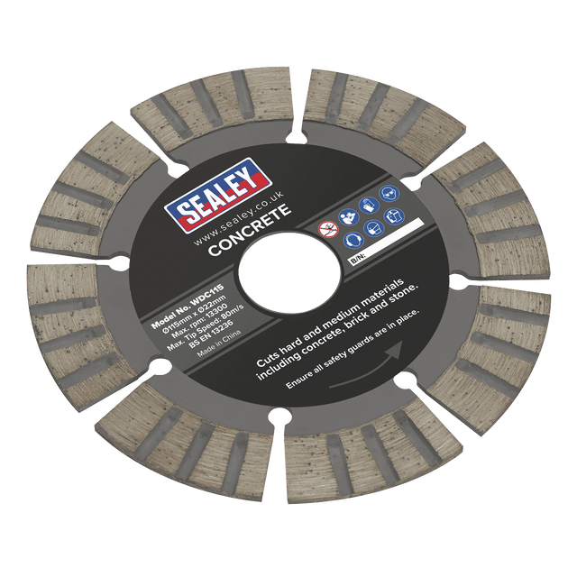 Sealey WDC115 Concrete Cutting Disc Dry Use Ø115mm - WDC115 - Sealey Tools UK - Trade Counter Direct