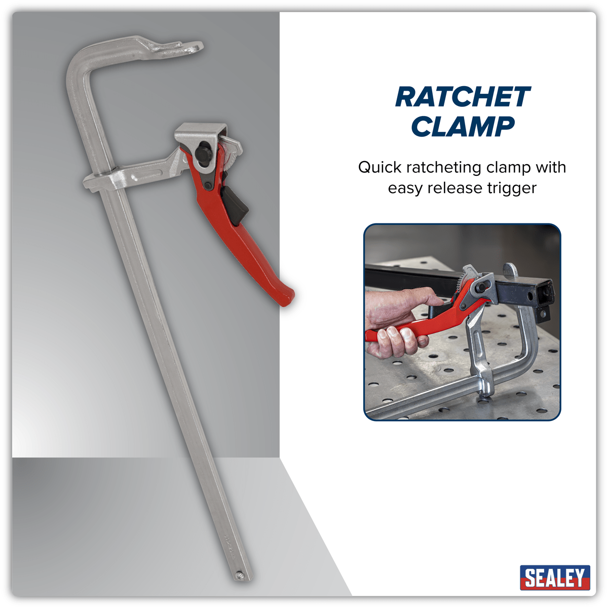 Sealey WRC600 Welding Ratchet Clamp 600 x 120mm - WRC600 - Sealey Tools UK - Trade Counter Direct