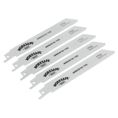 Sealey WRS3018/150 Worksafe® Reciprocating Saw Blade 150mm 10tpi - Pack of 5 - WRS3018/150 - Sealey Tools UK - Trade Counter Direct