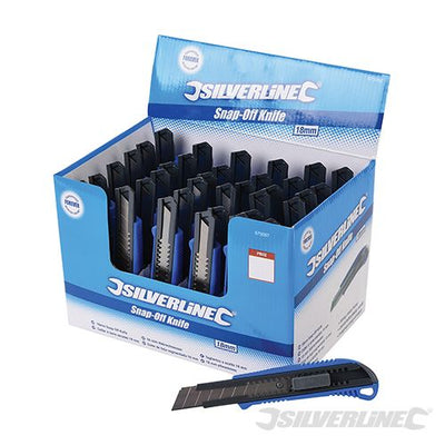 Silverline 18mm Snap - Off Knife Display Box 36pce 36pce - 675097 - 675097 - Silverline - Trade Counter Direct