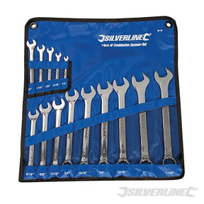 Silverline Combination Spanner Set 14pce 1/4 - 1 - 1/4" - SP52 - SP52 - Silverline - Trade Counter Direct