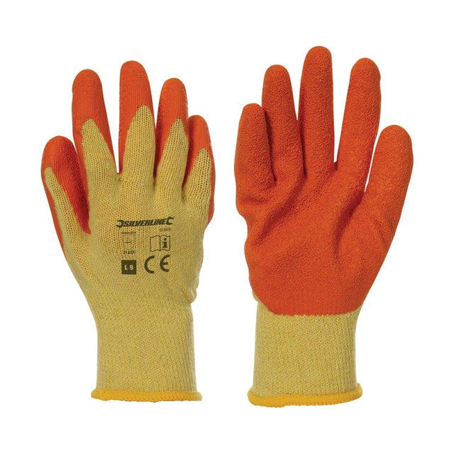 Silverline Latex Builders Gloves 12 Pairs L 9 - 909752 - 909752 - Silverline - Trade Counter Direct