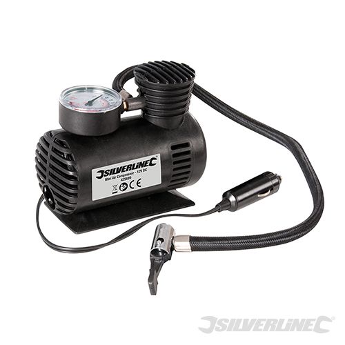 Silverline Mini Air Compressor 12V DC - 425689 - 425689 - Silverline - Trade Counter Direct