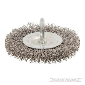 Silverline Rotary Stainless Steel Wire Wheel Brush 100mm - 525076 - 525076 - Silverline - Trade Counter Direct