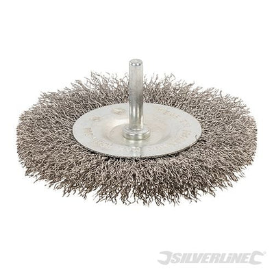 Silverline Rotary Stainless Steel Wire Wheel Brush 100mm - 525076 - 525076 - Silverline - Trade Counter Direct