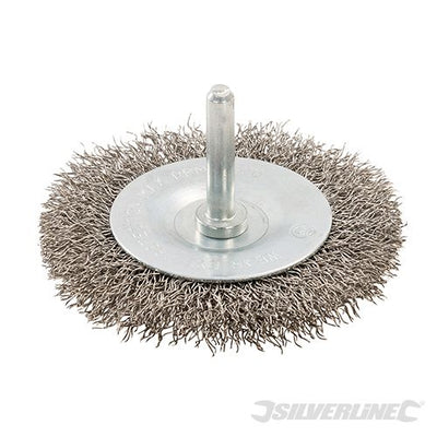 Silverline Rotary Stainless Steel Wire Wheel Brush 75mm - 357148 - 357148 - Silverline - Trade Counter Direct