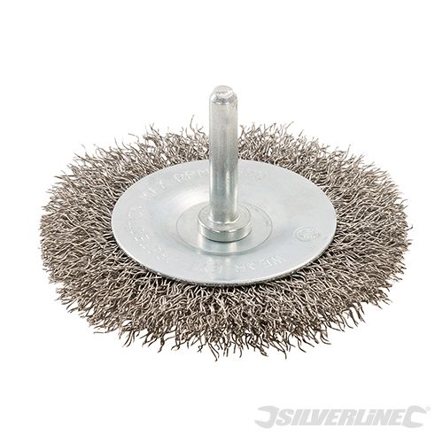 Silverline Rotary Stainless Steel Wire Wheel Brush 75mm - 357148 - 357148 - Silverline - Trade Counter Direct