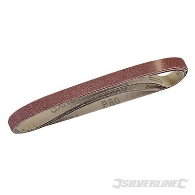 Silverline Sanding Belts 13 x 457mm 5pk 80 Grit - 740136 - 740136 - Silverline - Trade Counter Direct