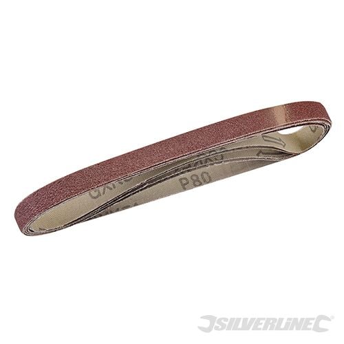 Silverline Sanding Belts 13 x 457mm 5pk 80 Grit - 740136 - 740136 - Silverline - Trade Counter Direct