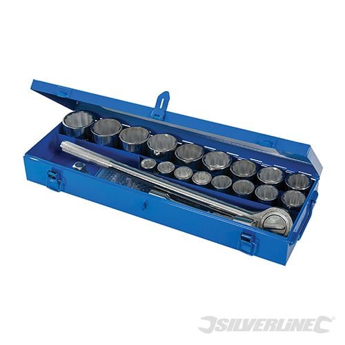 Silverline Socket Set 3/4" Drive Metric 21pce 21pce - 633663 - 633663 - Silverline - Trade Counter Direct