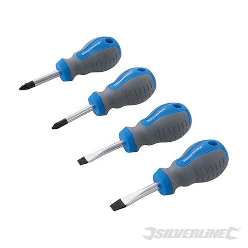 Silverline Stubby Screwdriver Set 4pce 4pce - 893790 - 893790 - Silverline - Trade Counter Direct