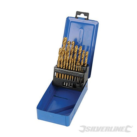 Silverline Titanium - Coated HSS Drill Bit Set 19pce 19pce - DS49 - DS49 - Silverline - Trade Counter Direct