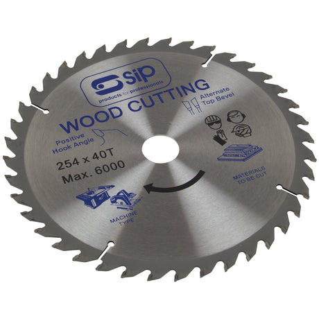 SIP 254mm x 30mm TCT 40T Circular Saw Blade - SIP-06128 - SIP Tools UK - Trade Counter Direct