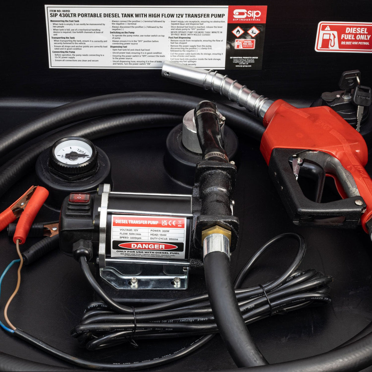 SIP 430ltr Portable Diesel Tank with High-Flow 12v Transfer Pump - SIP-06951 - SIP Tools UK - Trade Counter Direct