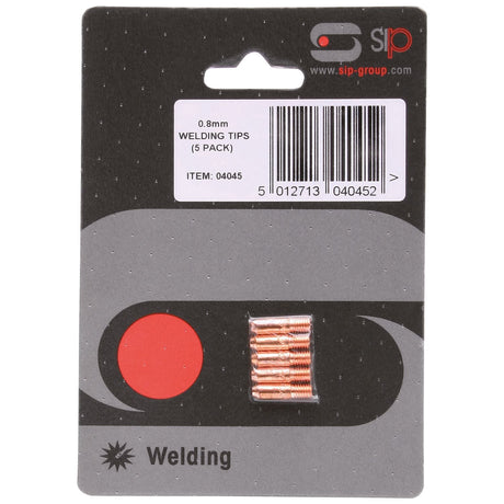 SIP 5x 0.8mm M5 MIG Welding Tip Pack - 04045 - SIP-04045 - SIP Tools UK - Trade Counter Direct