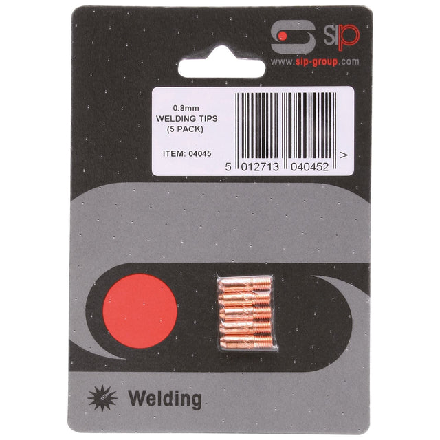 SIP 5x 0.8mm M5 MIG Welding Tip Pack - 04045 - SIP-04045 - SIP Tools UK - Trade Counter Direct